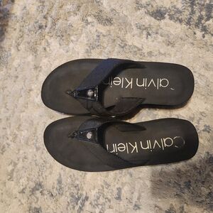 Calvin Klein Black Logo Thong Flip Flops